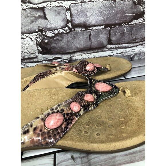 Vionic Eve 2 Jewel Pink Leather Snake Orthoheel Sandals Women's Sz 9M US/40EU - Picture 4 of 16